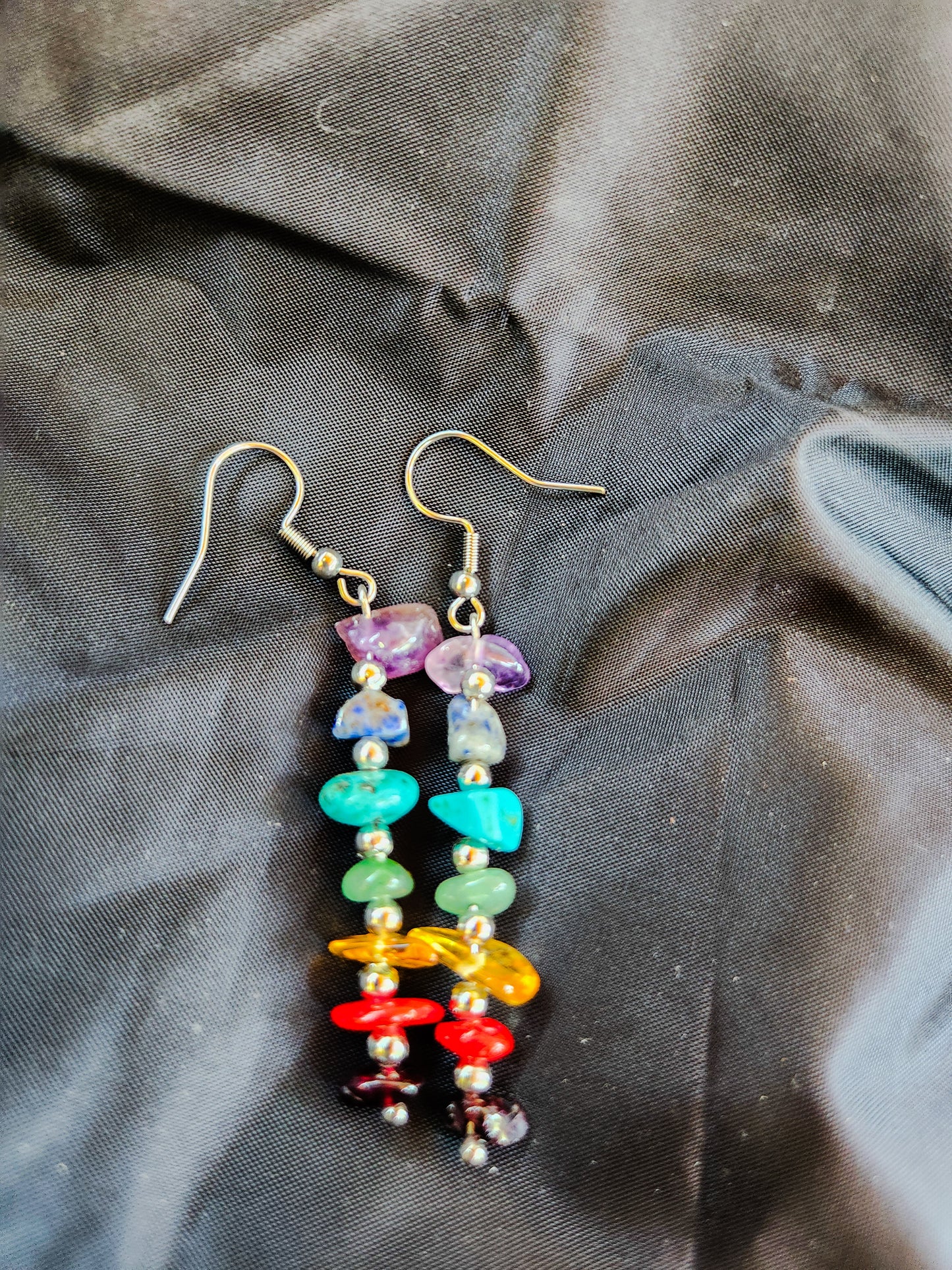 7 Chakra Stone & Silver Earrings