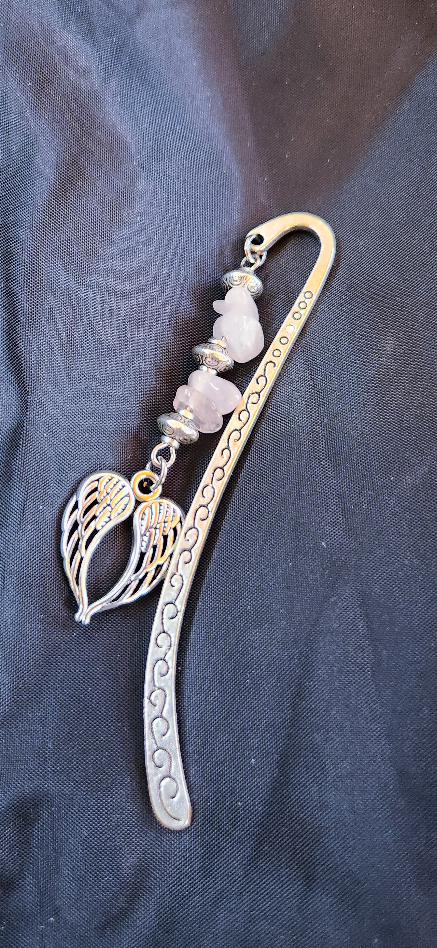 Rose Quartz & Metal Bookmark