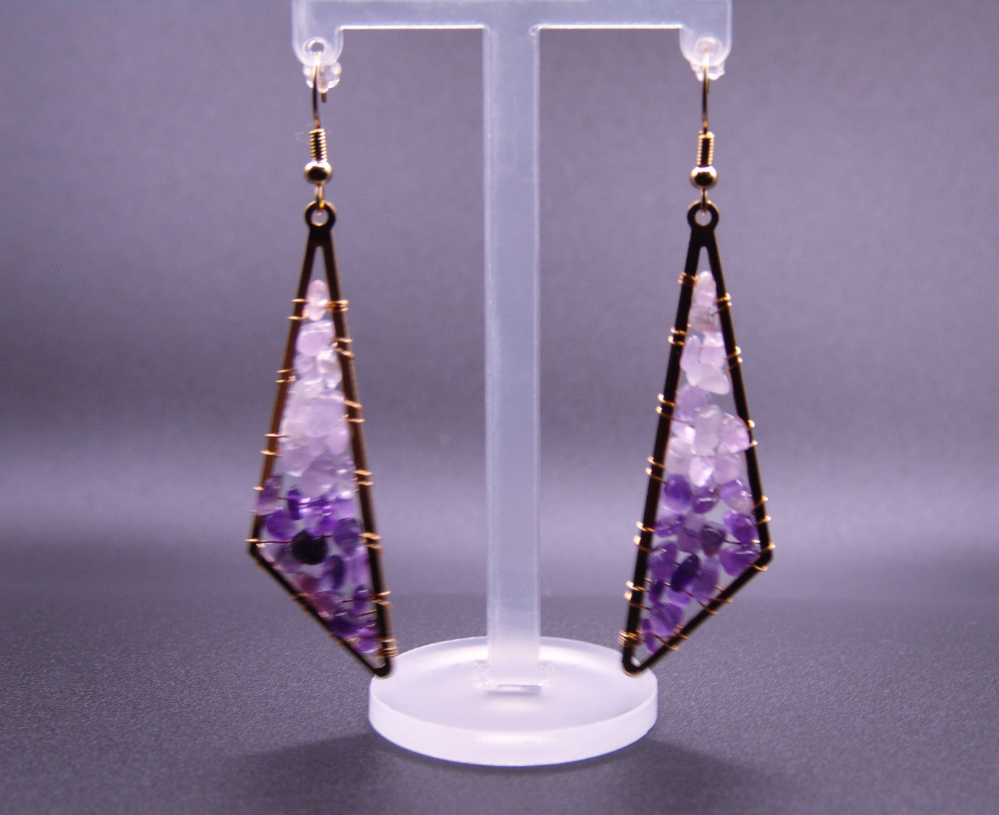 Rose Quartz & Amethyst Handmade Earings
