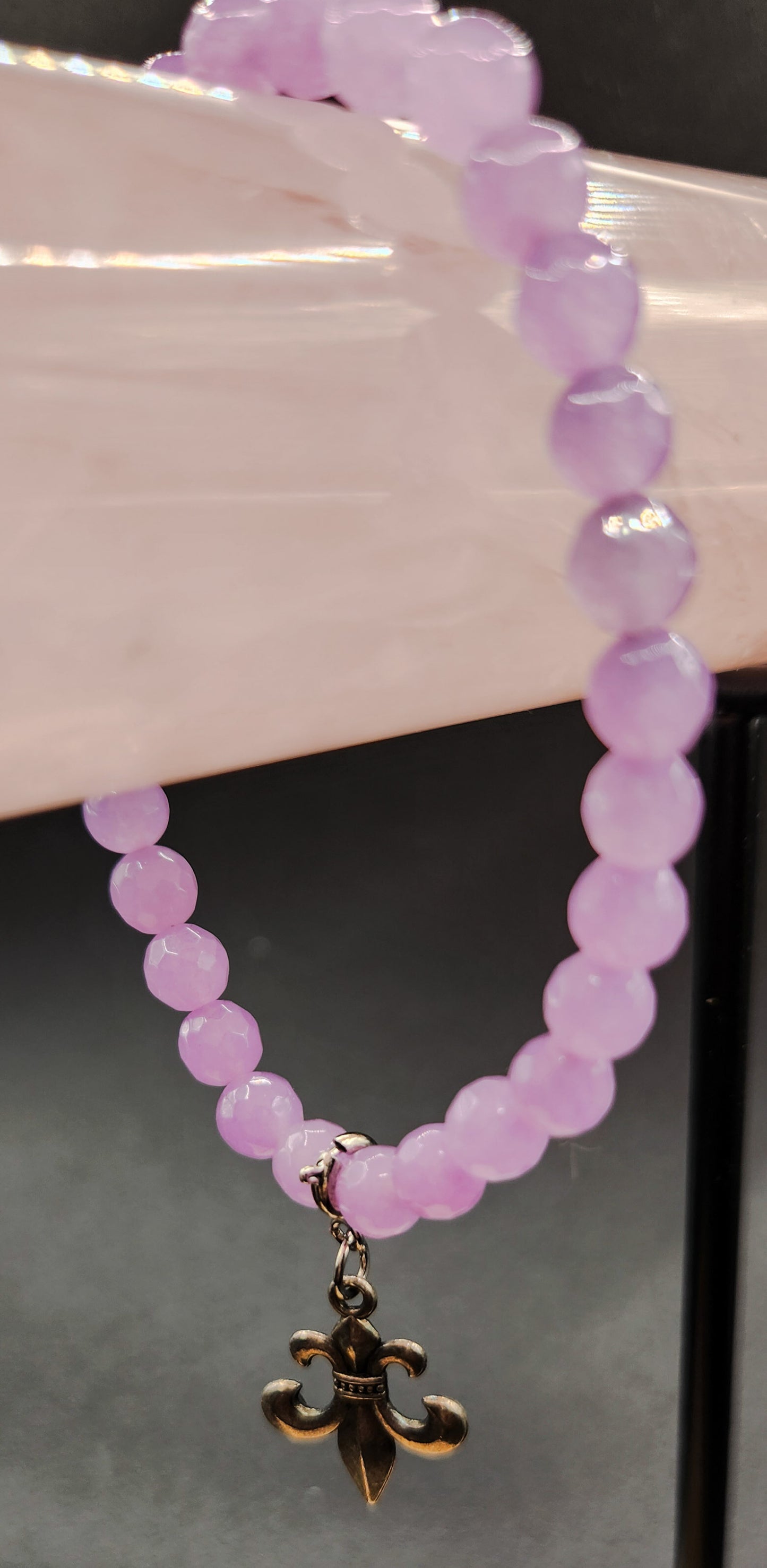 Pink Amethyst Bracelet with Silver Charm