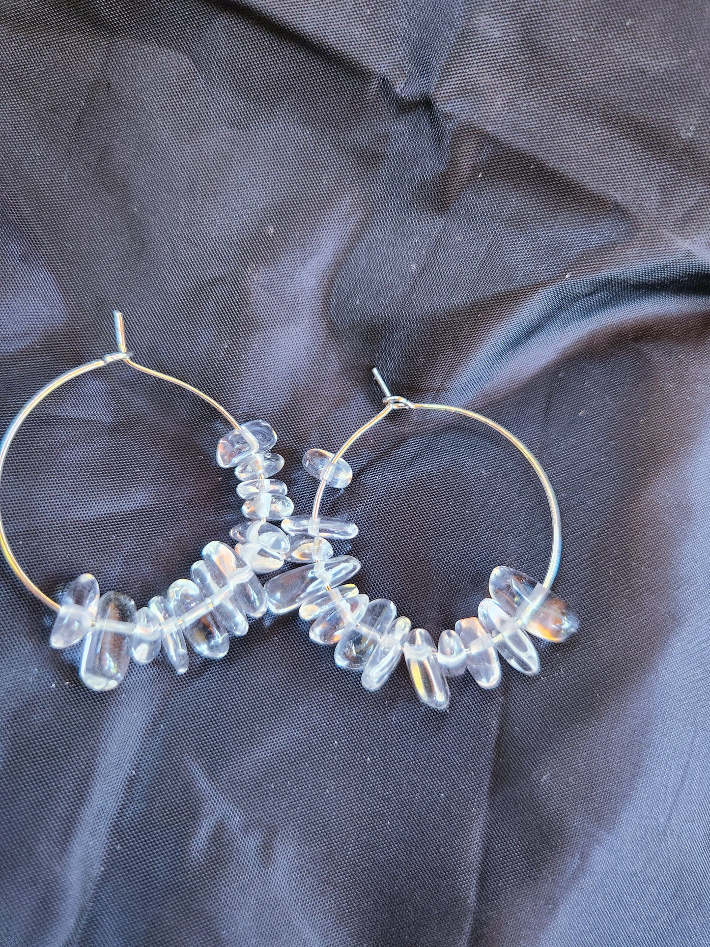 Clear Quartz & Silver Hoops