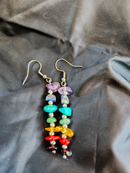 7 Chakra Stone & Silver Earrings