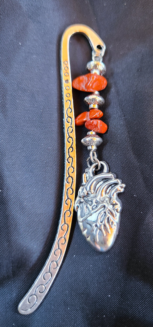 Red Carnelian & Metal Bookmark