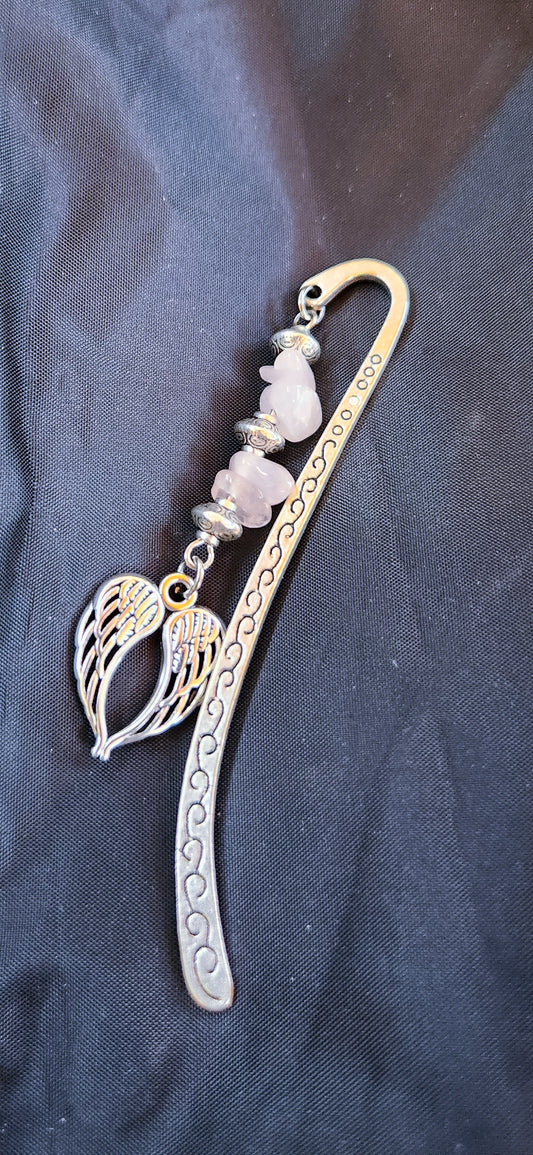 Rose Quartz & Metal Bookmark