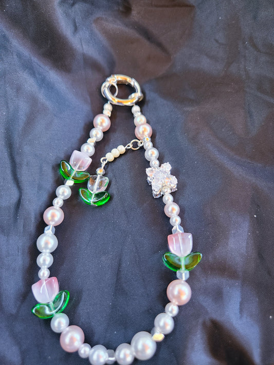 Iridescent Pearl & Tulip Charm