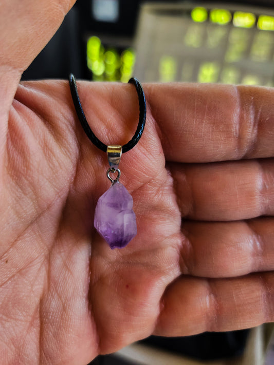 Small Raw Amethyst Pendant