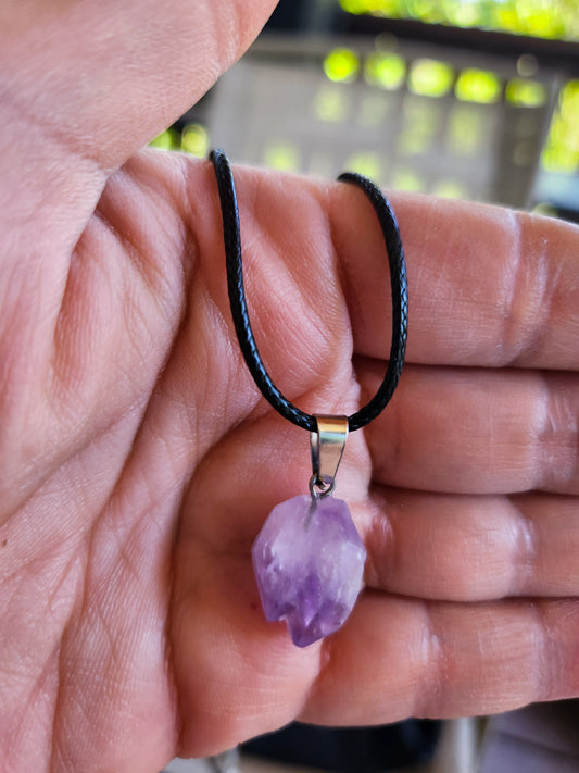 Small Raw Amethyst Pendant