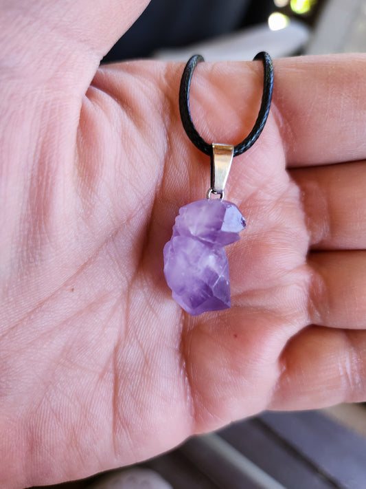 Small Raw Amethyst Pendant