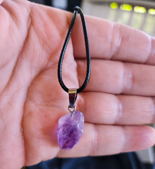 Small Raw Amethyst Pendant
