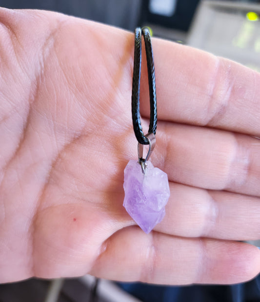 Small Raw Amethyst Pendant