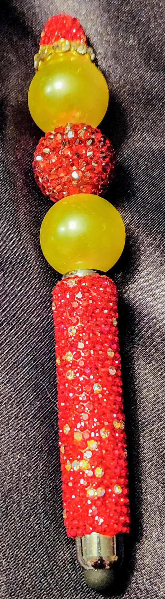 Red & Gold Beaded Sparkle Stylus