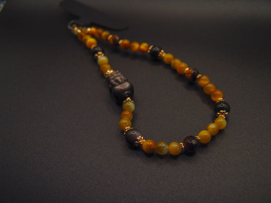 Tiger's Eye & Smokey Quartz Pixiu Phone Chain