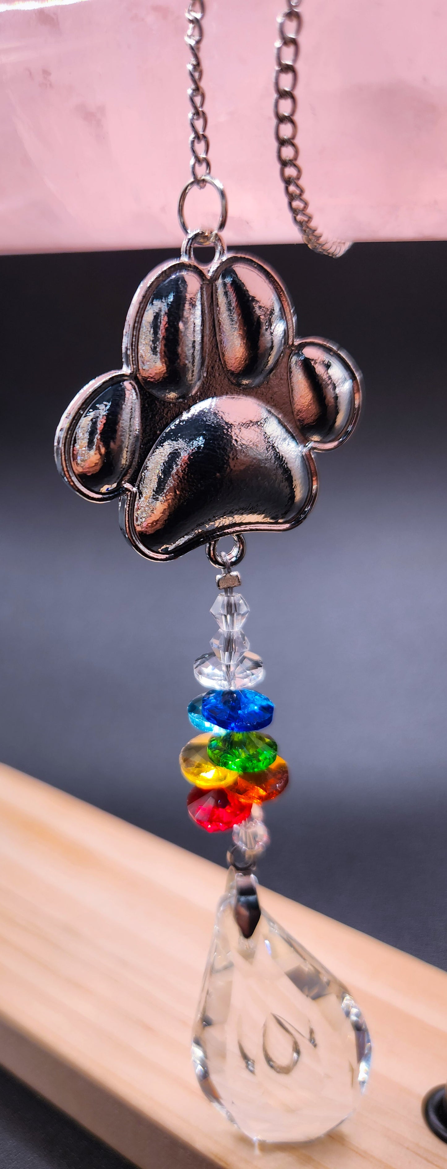 Crystal Dog Paw Sun Catcher