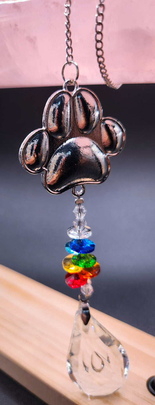 Crystal Dog Paw Sun Catcher