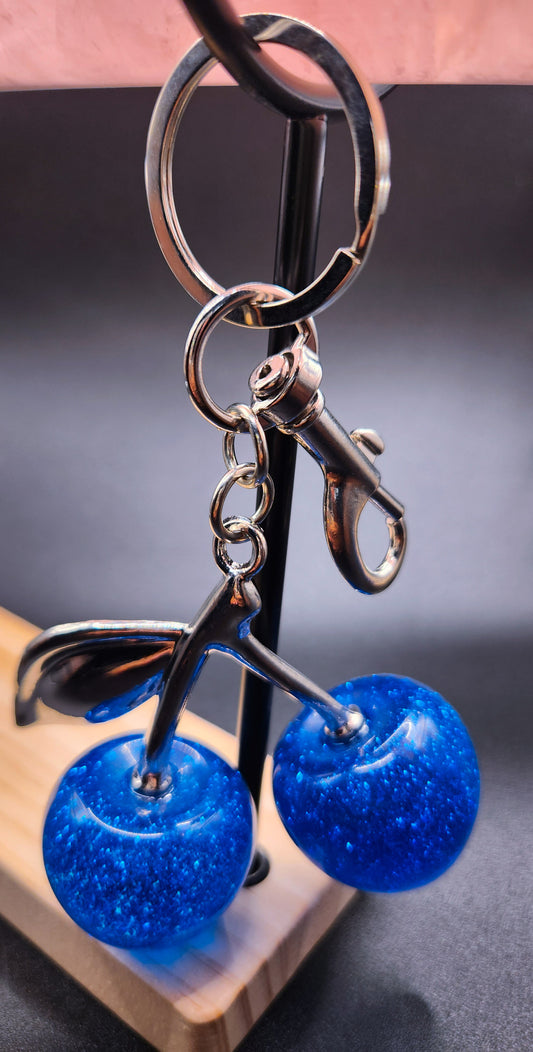 Blue Cherry & Silver Bag Charm