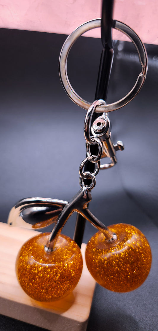Amber & Silver Cherry Bag Charm
