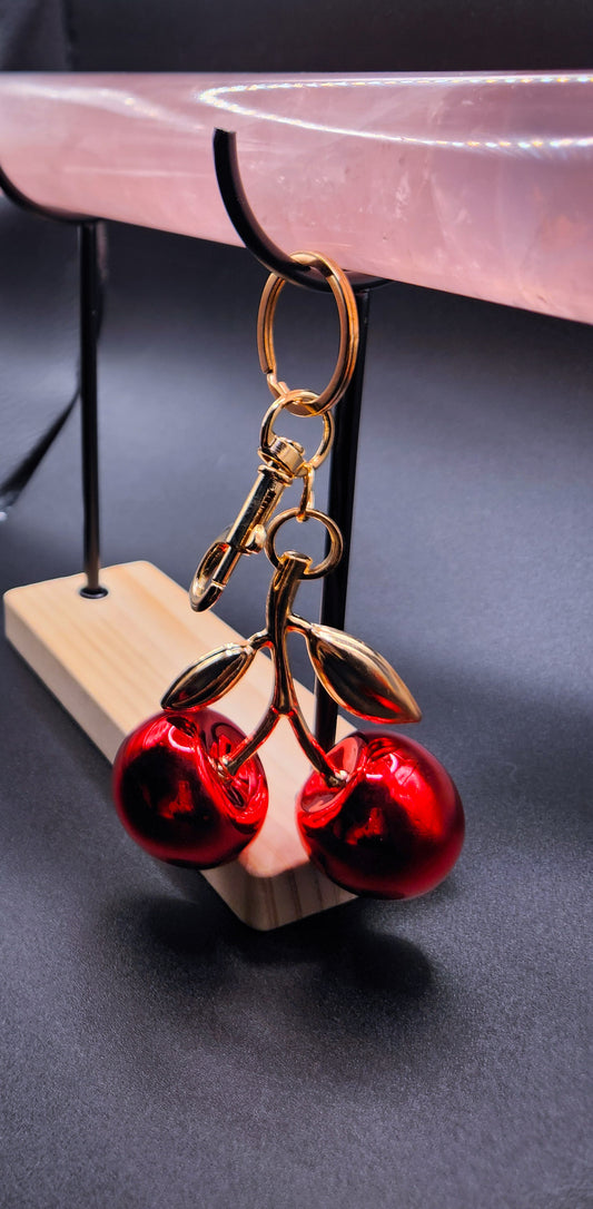 Ruby Cherry & Gold Bag Charm