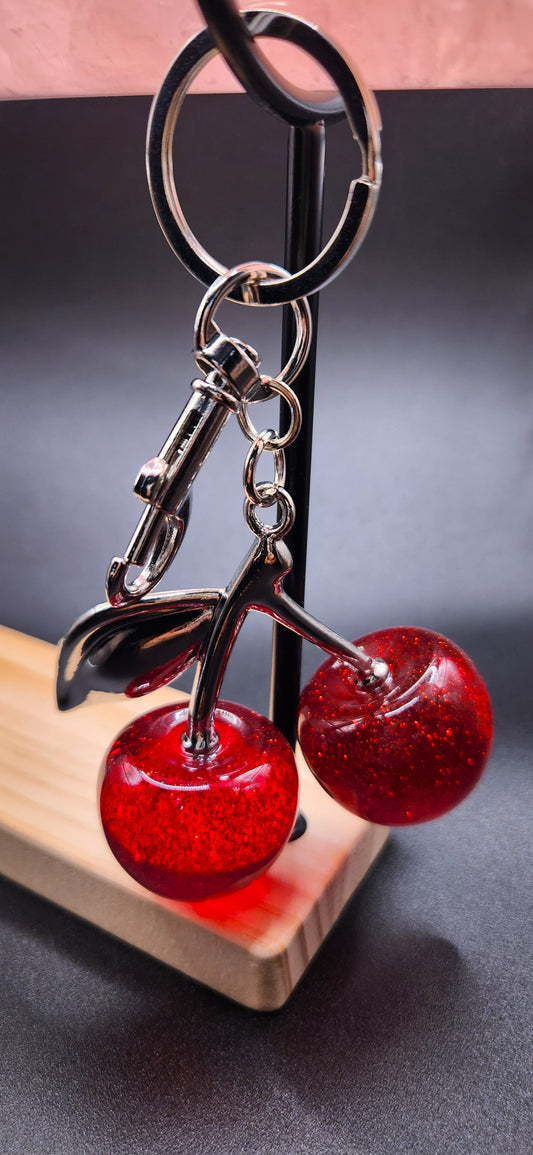 Red Cherry & Silver Bag Charm