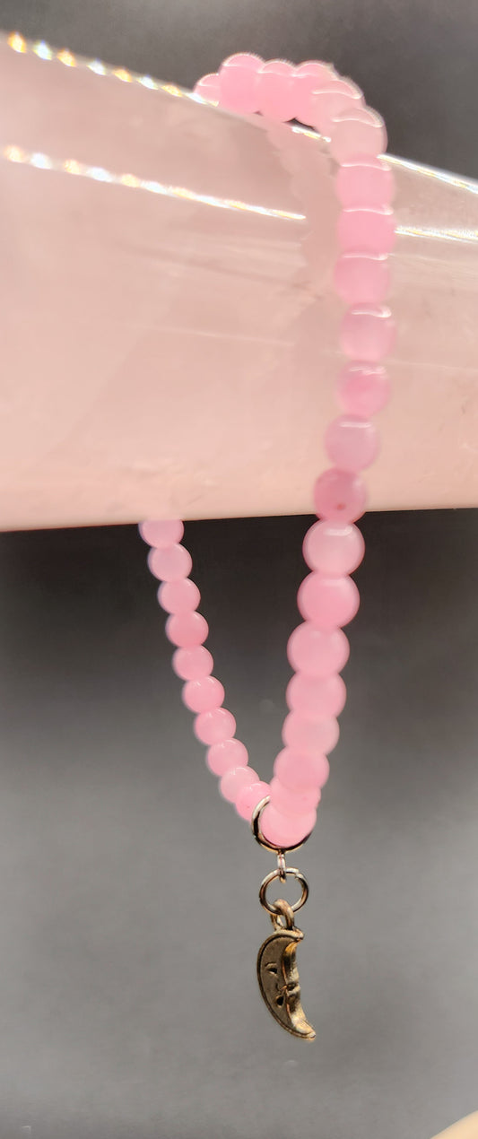 Rose Quartz Bracelet with Charm