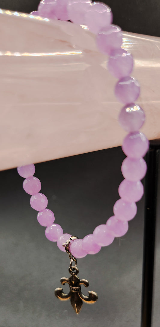 Pink Amethyst Bracelet with Silver Charm