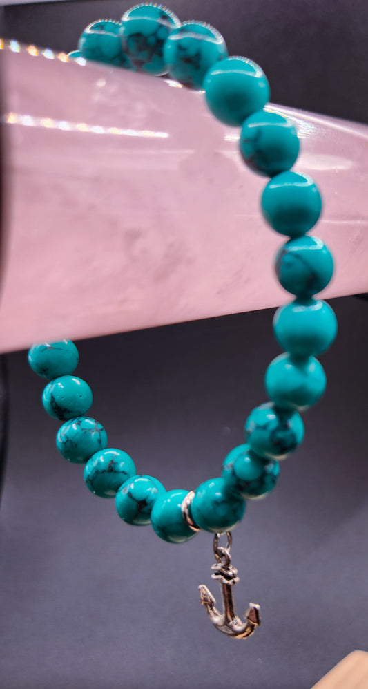 Blue Howlite Bracelet with Charm