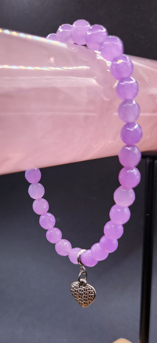 Amethyst Bracelet with Heart Charm