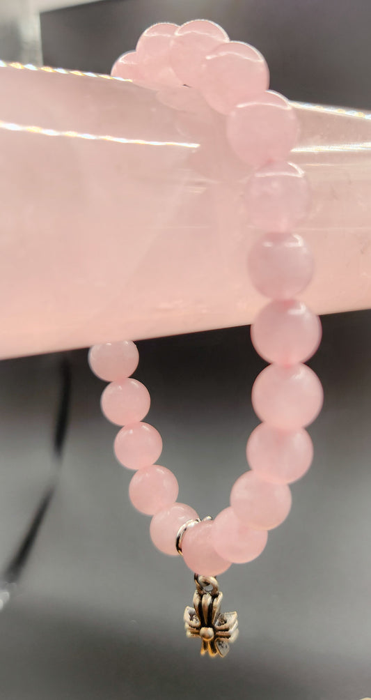 Rose Quartz Bracelet with Charm