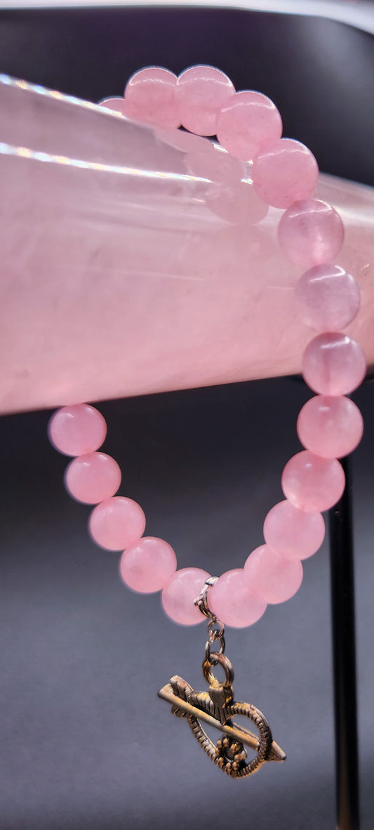 Rose Quartz Bracelet with Charm