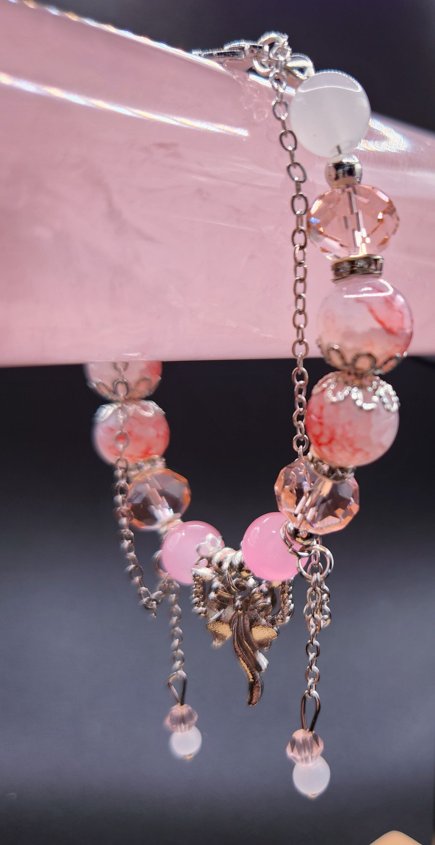 Crystal, Glass, & Silver Charm Bracelet