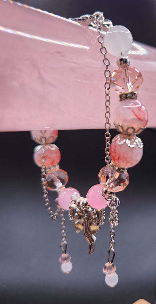 Crystal, Glass, & Silver Charm Bracelet