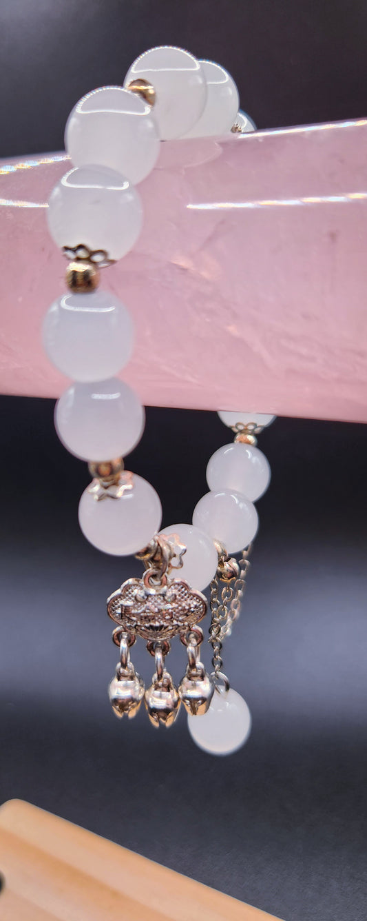 White Crystal & Silver Charm Bracelet